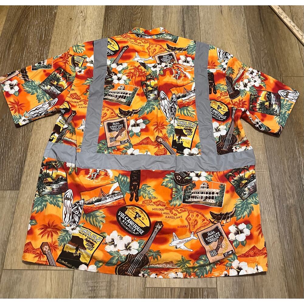 Hawaiian Fridays 2XL Reflective Hawaiian Shirt Safety Class 2 Work USA Made EUC - Picture 6 of 8